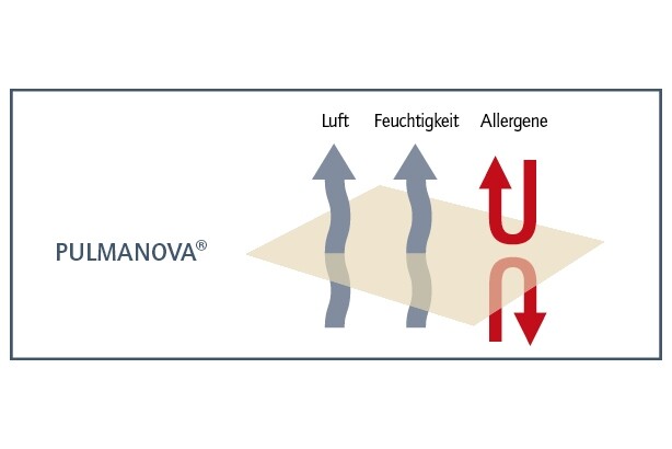Die PULMANOVA Grafik von MEDI-TECH veranschaulicht das Abweisen von Allergenen.